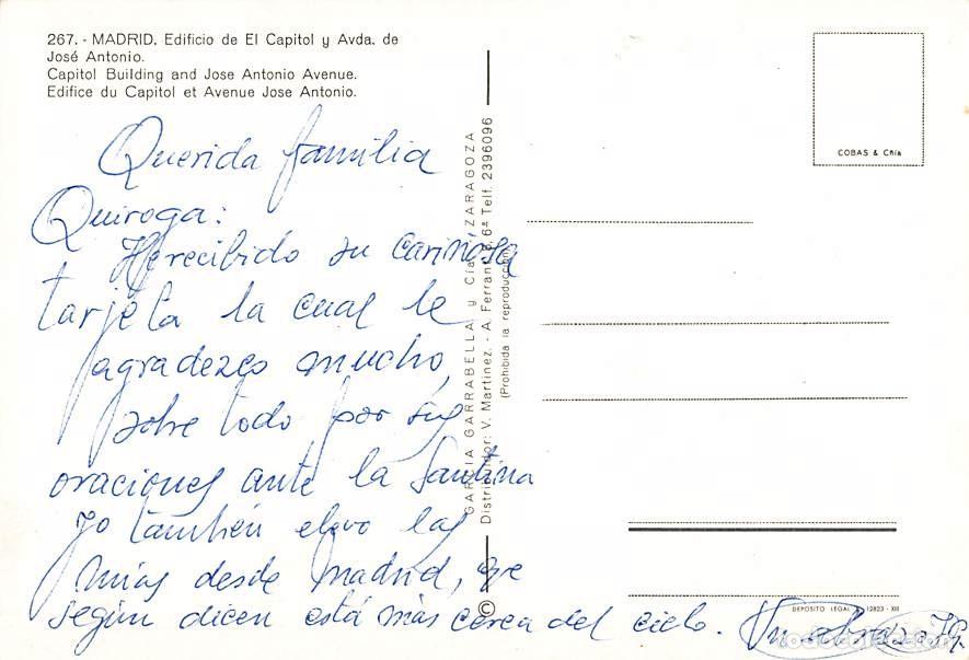 Postales: Edificio El Capitol y Avda. de Jos&eacute; Antonio (Madrid) - Escrita - A&ntilde;os 70 - Foto 3
