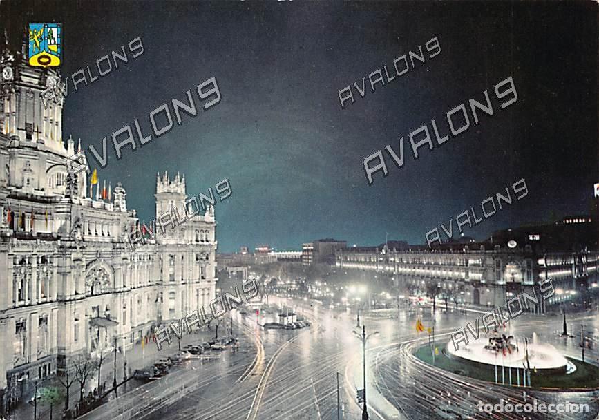 Postales: La Cibeles y Paseo del Prado de noche (Madrid) - Escrita - 1962