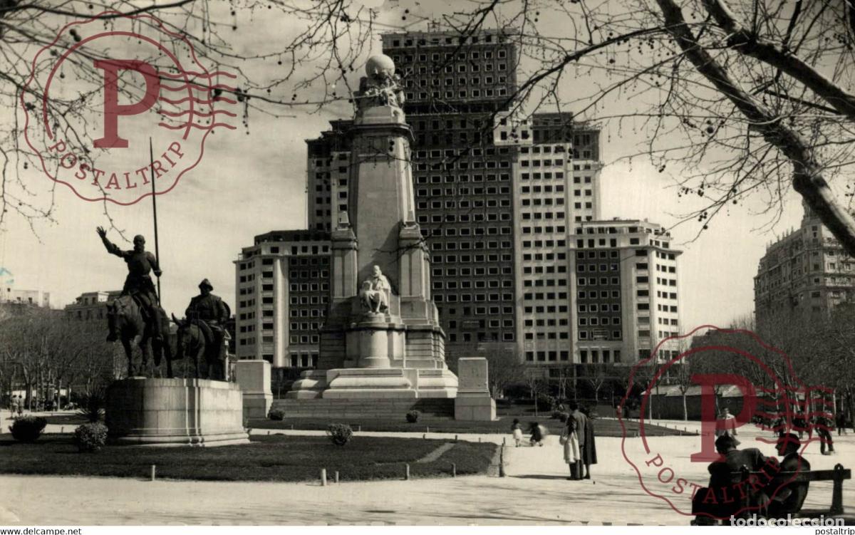 Postkarten: MADRID. PLAZA DE ESPA&Ntilde;A MONUMENTO A CERVANTES