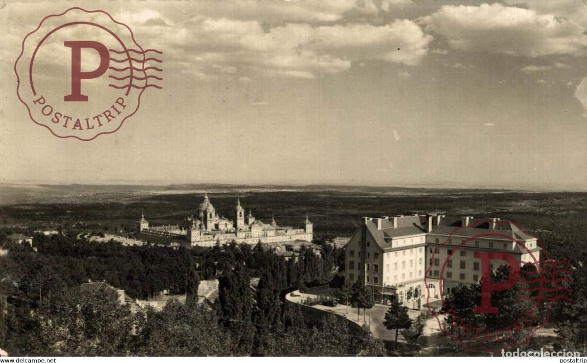 Postales: MADRID. EL ESCORIAL VISTA DEL HOTEL FELIPE II Y MONASTERIO