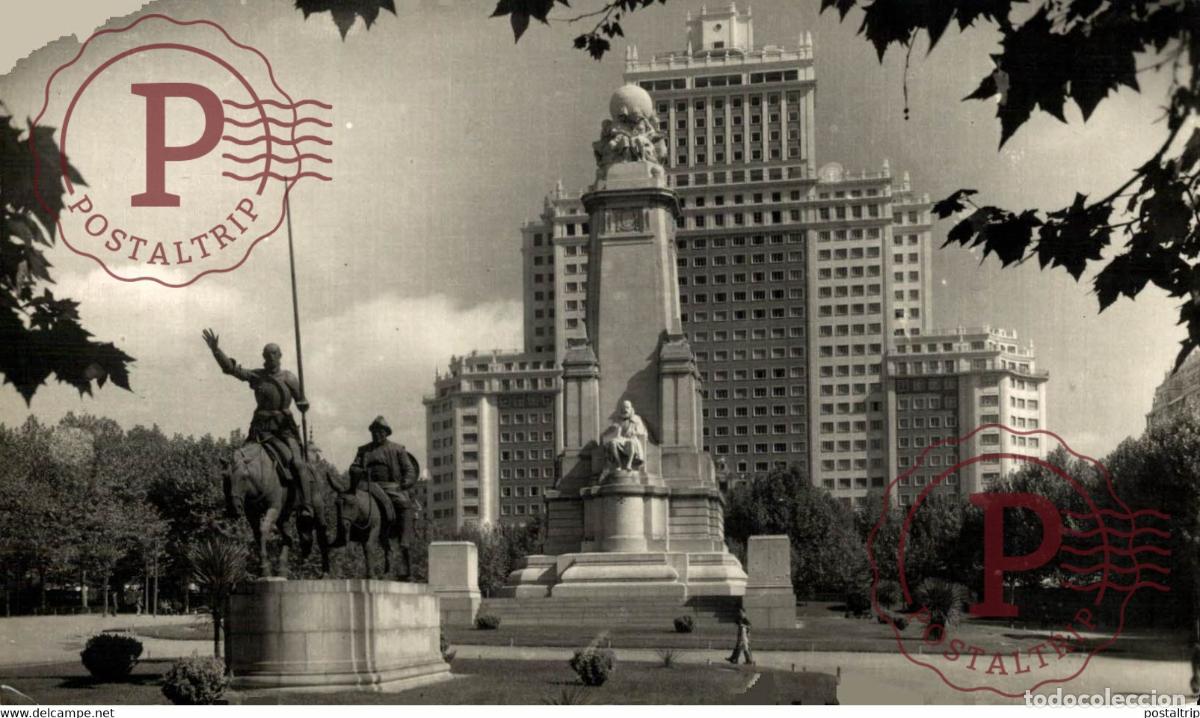 Postales: MADRID. PLAZA DE ESPA&Ntilde;A MONUMENTO A CERVANTES