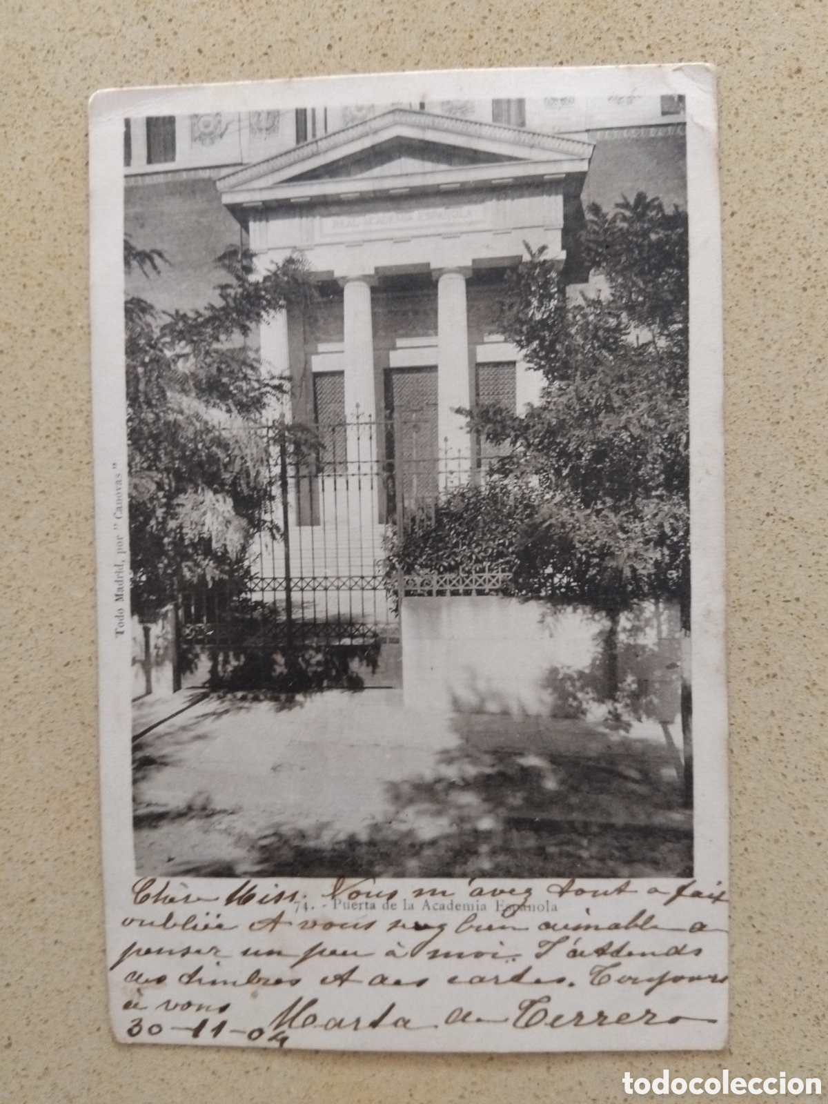 Postales: Postal Madrid. Puerta de la academia espa&ntilde;ola