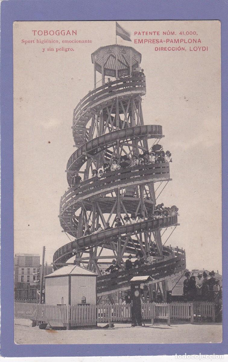 Postales: MADRID. TOBOGGAN DE CIBELES - SPORT HIGIENICO, EMOCIONANTE Y SIN PELIGRO - EMPRESA PAMPLONA