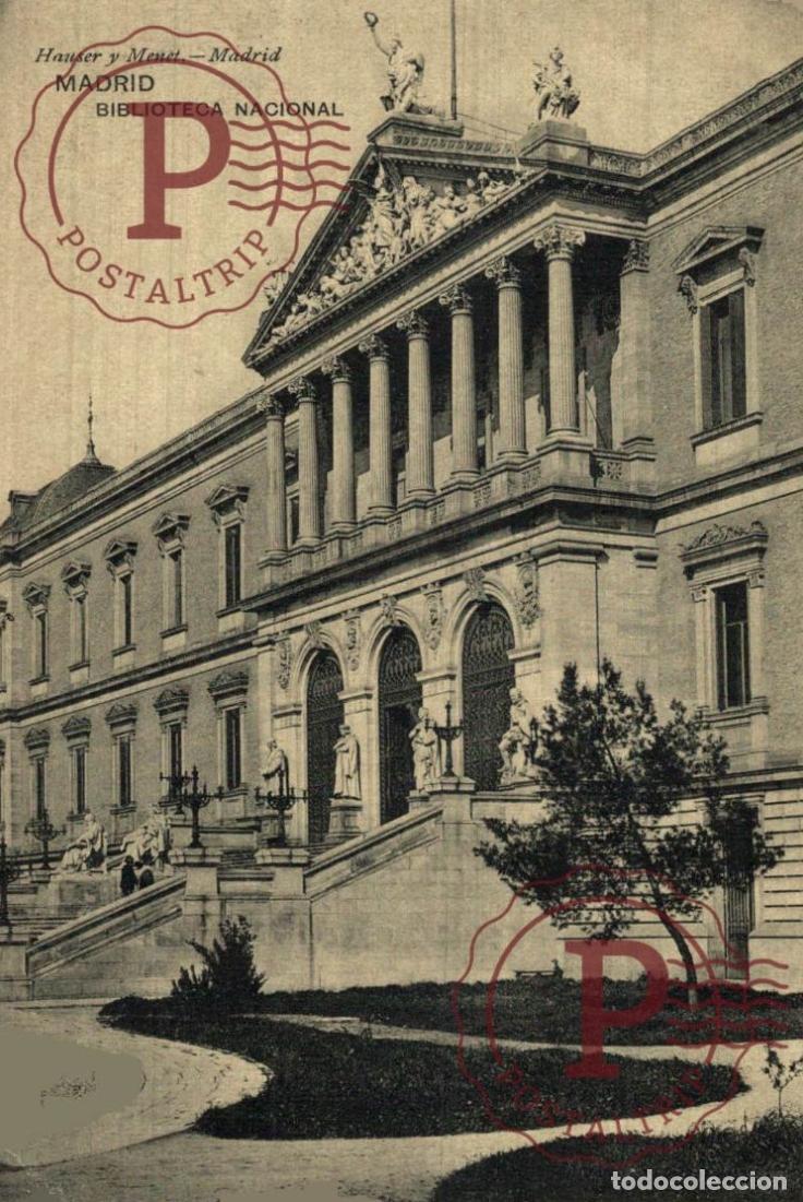 Postales: MADRID. BIBLIOTECA NACIONAL. HAUSER Y MENET. BIBLIOTHEQUE. LIBRARY