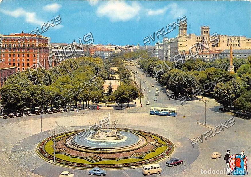Postales: Fuente de Neptuno y Paseo del Prado (Madrid) - Sin Circular - 1962