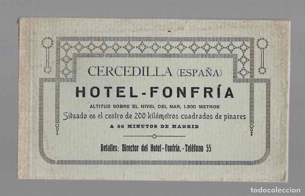 Postales: BLOC POSTAL CERCEDILLA (ESPA&Ntilde;A) HOTEL FONFRIA. FOTOTIPIA CASTA&Ntilde;EIRA. 8 TARJETAS POSTALES