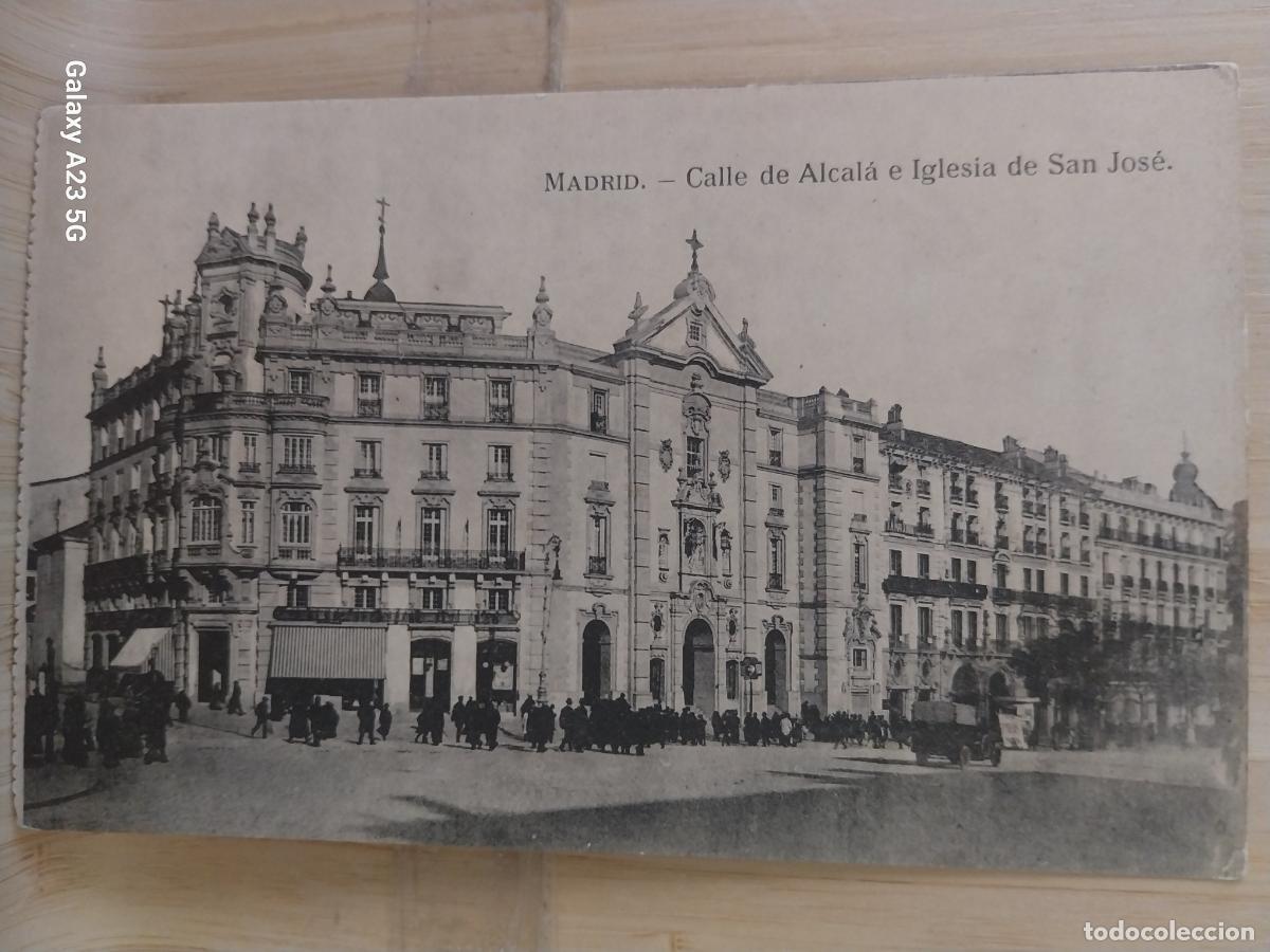 Postales: CALLE ALCALA IGLESIA SAN JOSE MADRID ED J ROIG SC ORIGINAL ANIMADA COCHES EPOCA