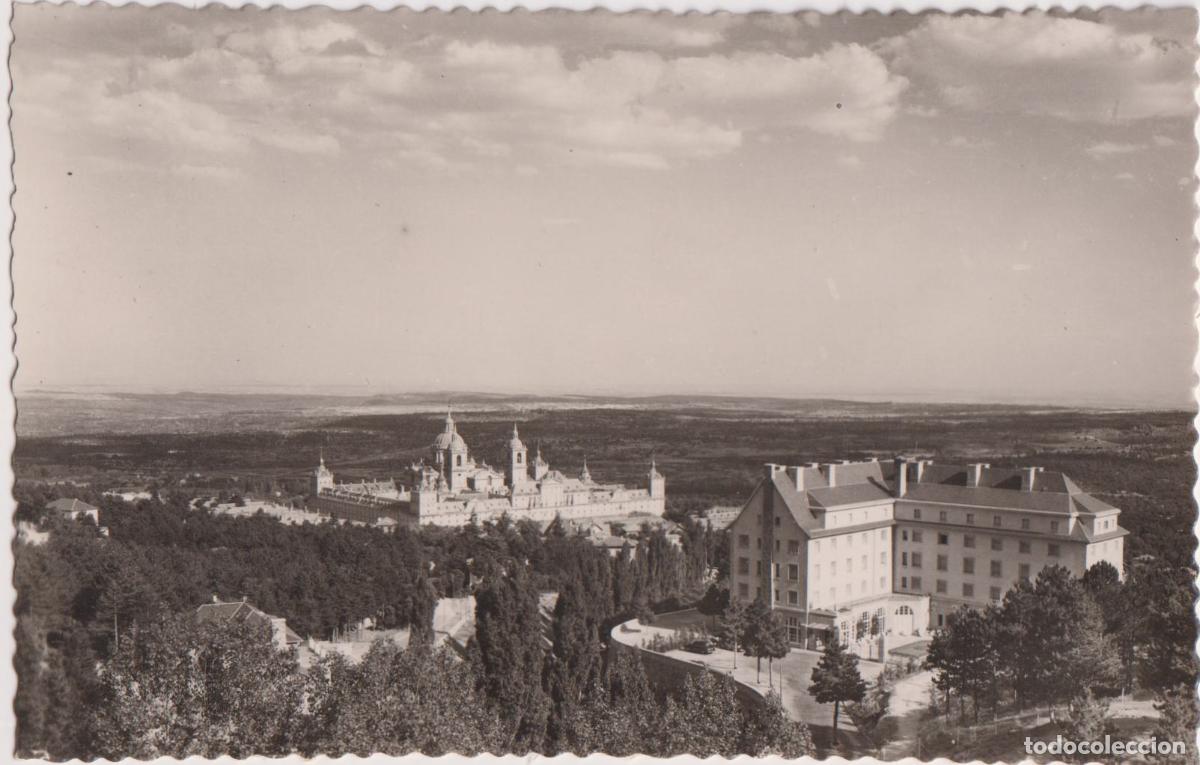 Postales: MADRID, EL ESCORIAL, VISTA DEL HOTEL FELIPE II Y MONASTERIO - FOTO GARCIA GARRABELLA N&ordm;5- S/C