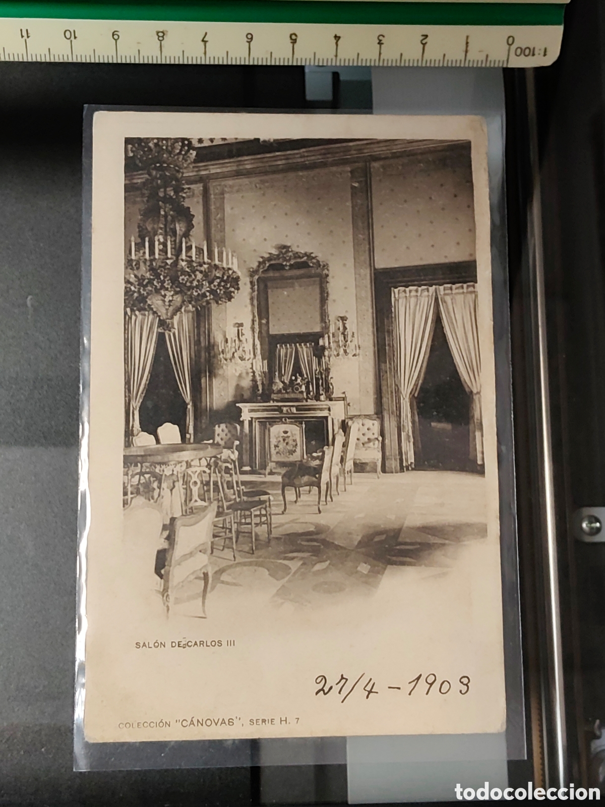 Postales: Tarjeta Postal Colecci&oacute;n C&aacute;novas Seie H Numero 7 Sal&oacute;n de Carlos III escrita en 1903