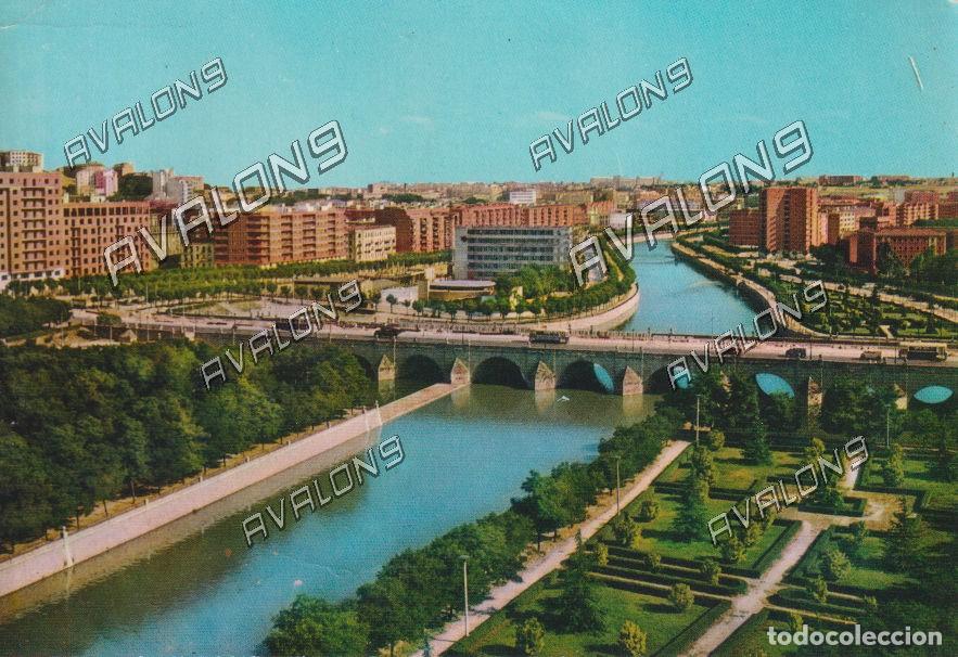 Postales: Puente de Segovia y Ribera del Manzanares (Madrid) - Circulada con sello - 1963