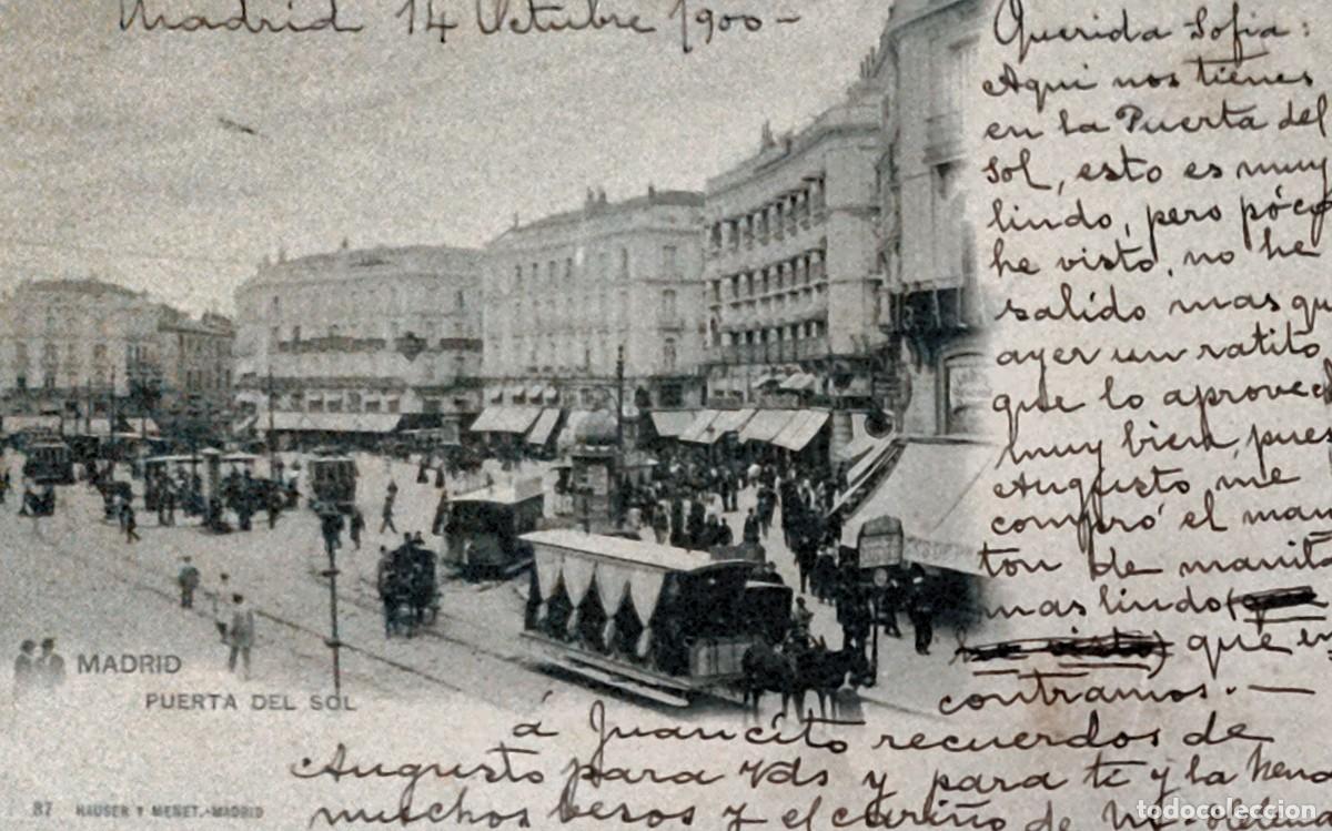 Postales: Postal antigua Madrid &ndash; Puerta del Sol n&ordm; 87 &ndash; Hauser y Menet &ndash; 1900 &ndash; Circulada a Par&iacute;s