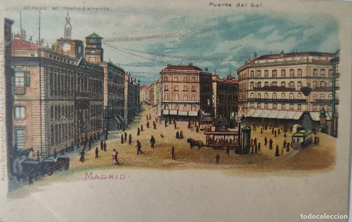 Postales: Madrid &ndash; Puerta del Sol &ndash; Antigua cromolitograf&iacute;a alemana &ndash; c. 1900-1905