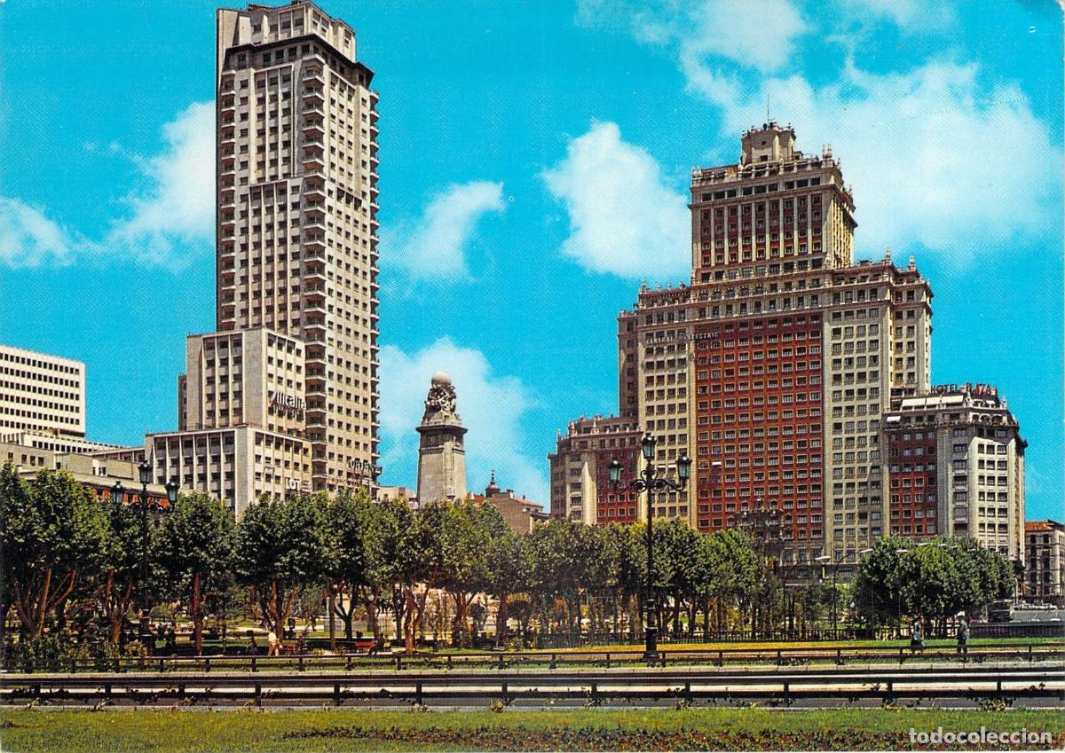 Postales: Postal de la Plaza de Espa&ntilde;a en Madrid