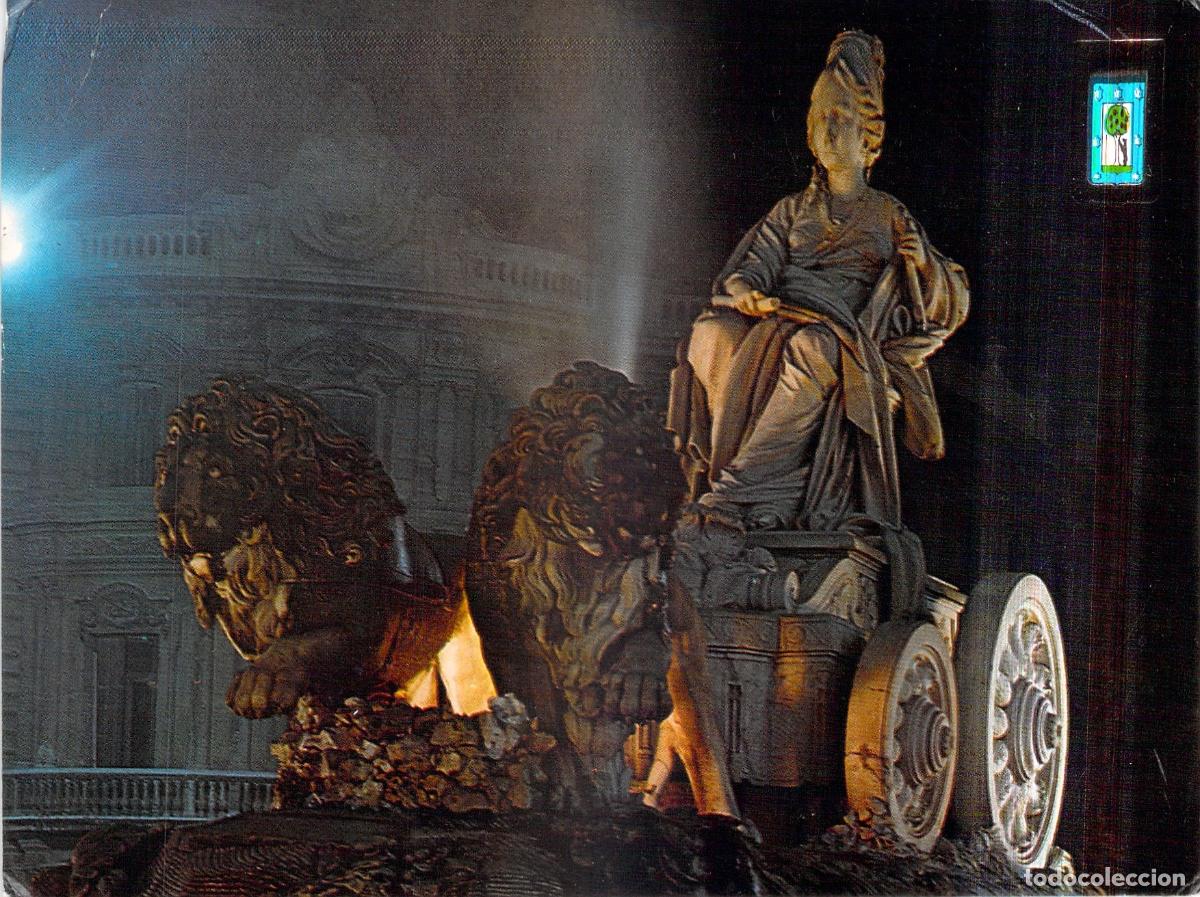 Postales: Postal de la Fuente de Cibeles en Madrid de Noche