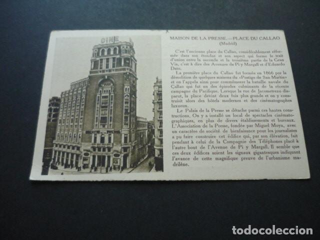 Postkarten: MADRID PALACIO DE LA PRENSA PLAZA DEL CALLAO POSTAL CON PUBLICIDAD ALMACENES SANTA BARBARA