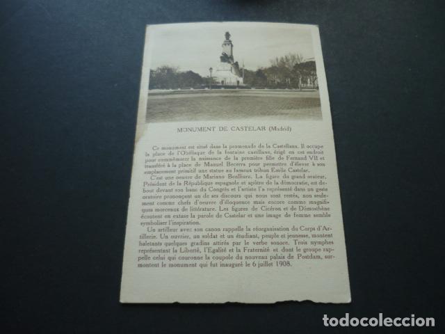 Cartoline: MADRID MONUMENTO A CASTELAR POSTAL CON PUBLICIDAD ALMACENES SANTA BARBARA