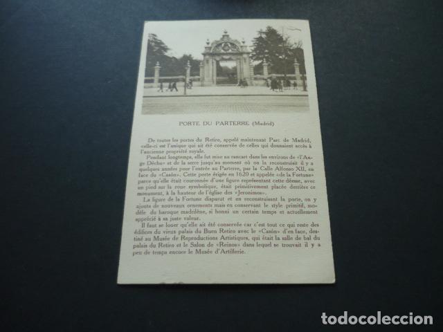 Cartes Postales: MADRID PUERTA DEL PARTERRE DEL RETIRO POSTAL CON PUBLICIDAD ALMACENES SANTA BARBARA