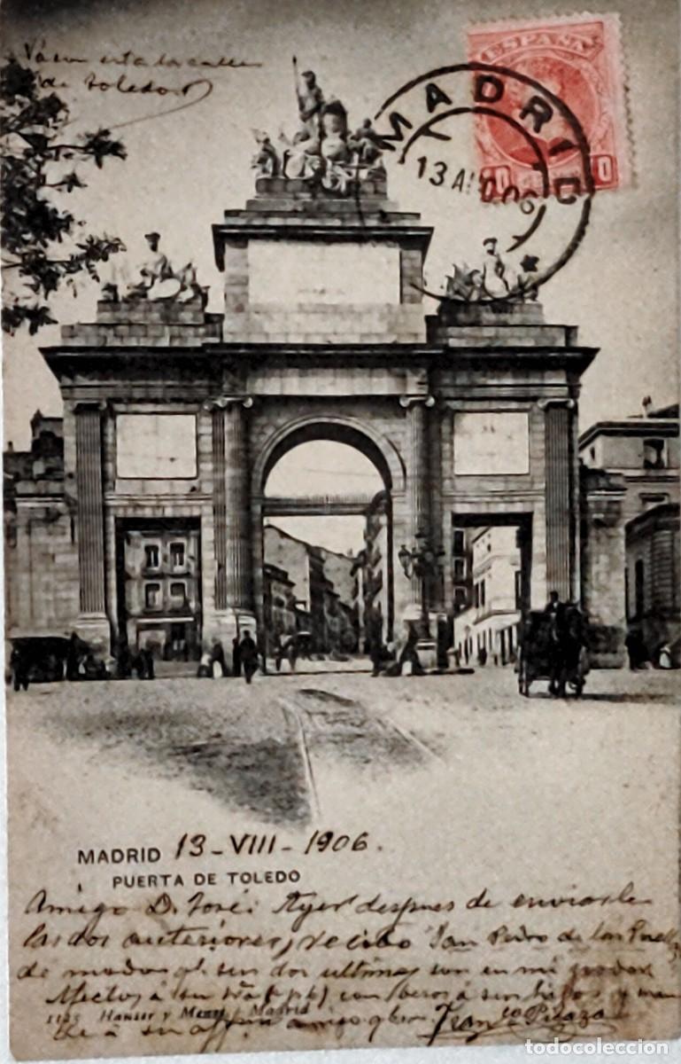 Postales: Postal antigua Madrid &ndash; Puerta de Toledo &ndash; Circulada 1906 &ndash; Sello Alfonso XIII