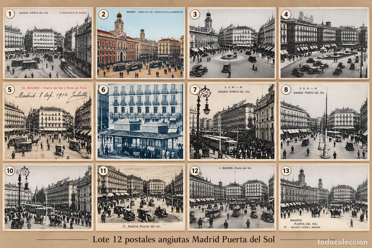 Postales: Lote 12 postales antiguas de Madrid &ndash; Puerta del Sol