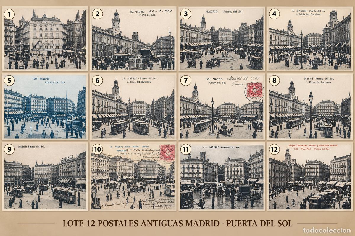 Postales: Lote 12 postales antiguas de Madrid &ndash; Puerta del Sol
