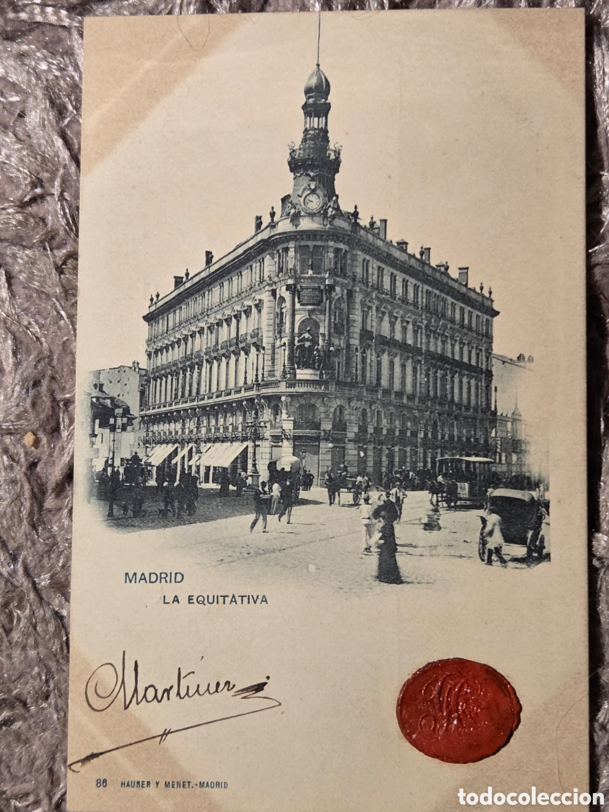 Postais: MADRID LA EQUITATIVA CIRCA 1900 Sello de lacre