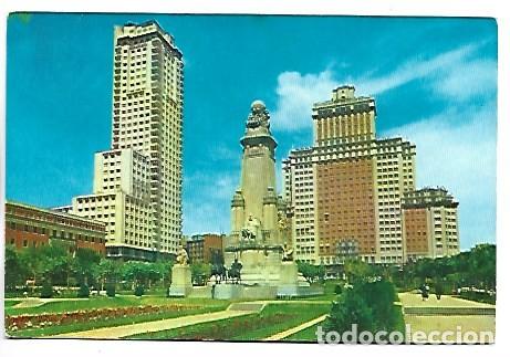 Postales: PLAZA DE ESPA&Ntilde;A Y MONUMENTO A CERVANTES.- MADRID
