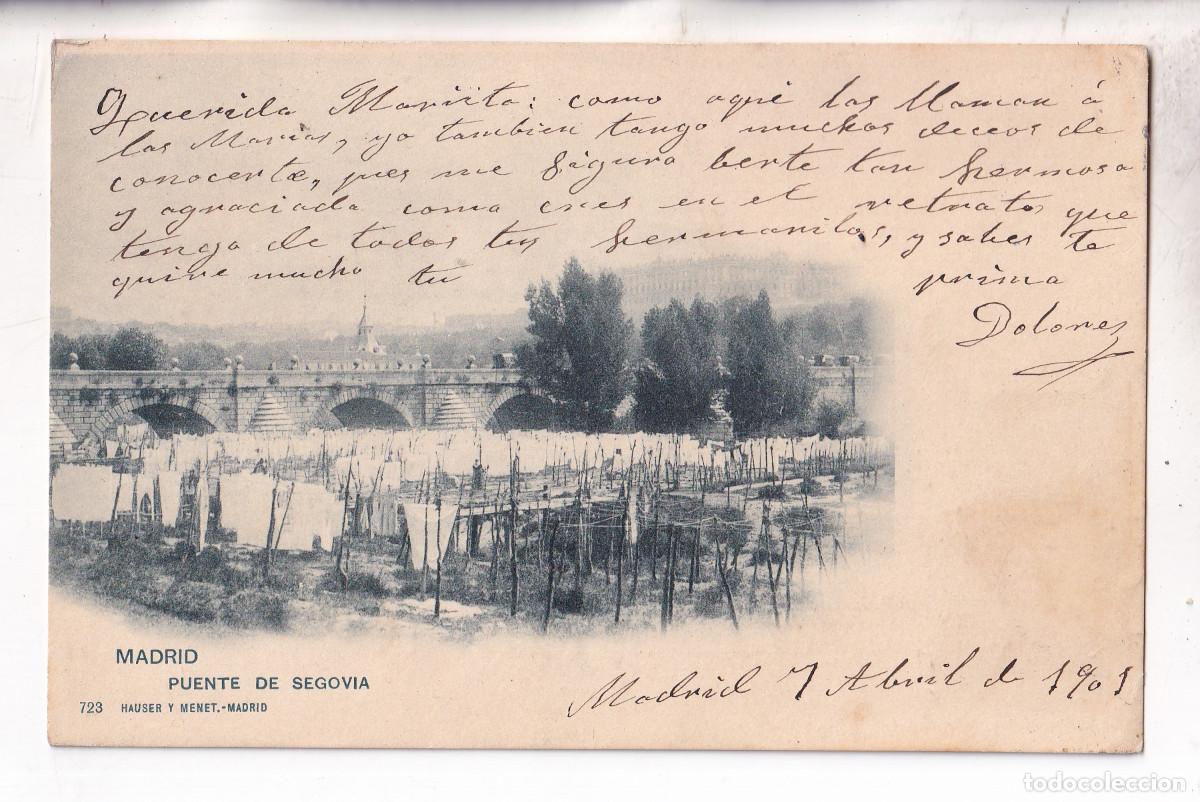 Postales: POSTAL. MADRID. PUENTE DE SEGOVIA. CIRCULADA EN 1901. HAUSER Y MENET