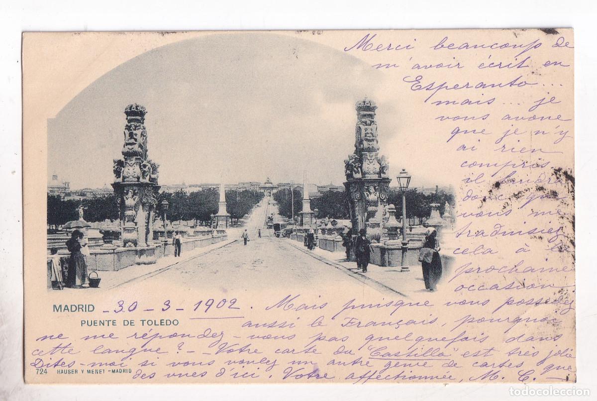 Postales: POSTAL. MADRID. PUENTE DE TOLEDO. CIRCULADA EN 1902. HAUSER Y MENET