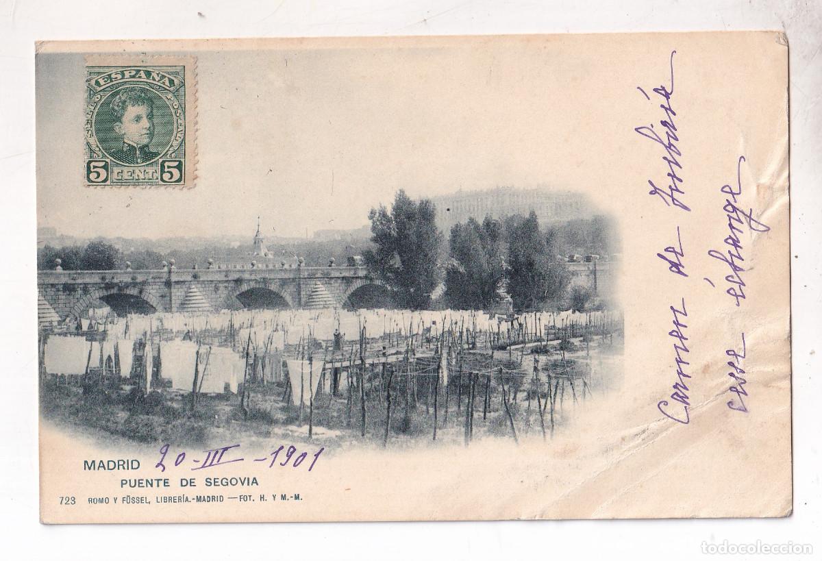 Postales: POSTAL. MADRID. PUENTE DE SEGOVIA. CIRCULADA EN 1901. HAUSER Y MENET