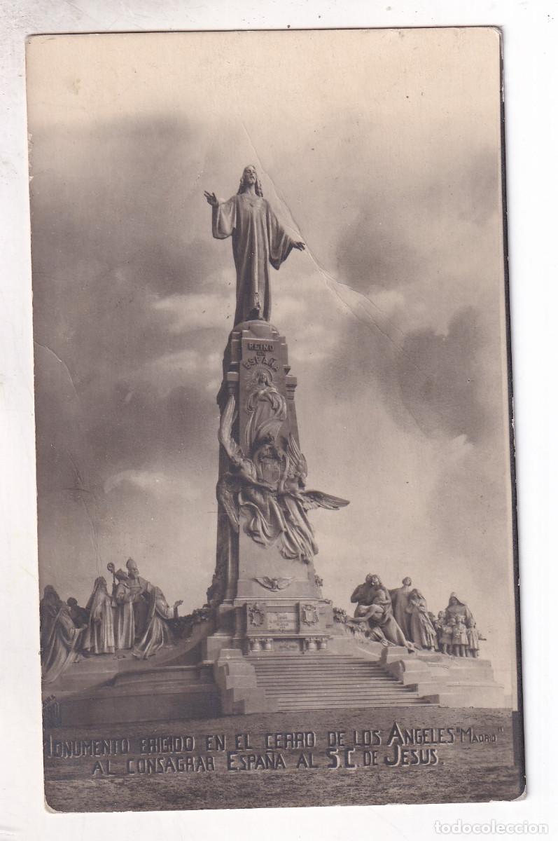 Postales: POSTAL. MONUMENTO ERIGIDO EN EL CERRO DE LOS &Aacute;NGELES AL SAGRADO CORAZ&Oacute;N. GETAFE. MADRID