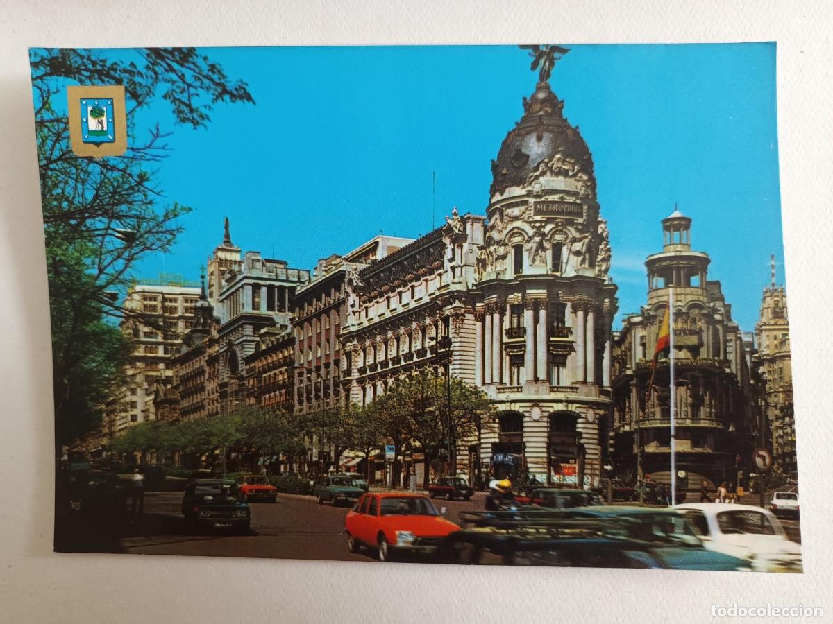 Postales: MADRID. CALLE ALCALA Y EDIFICIO METROPOLIS (1979) - FRANQUEO - ESCUDO DE ORO