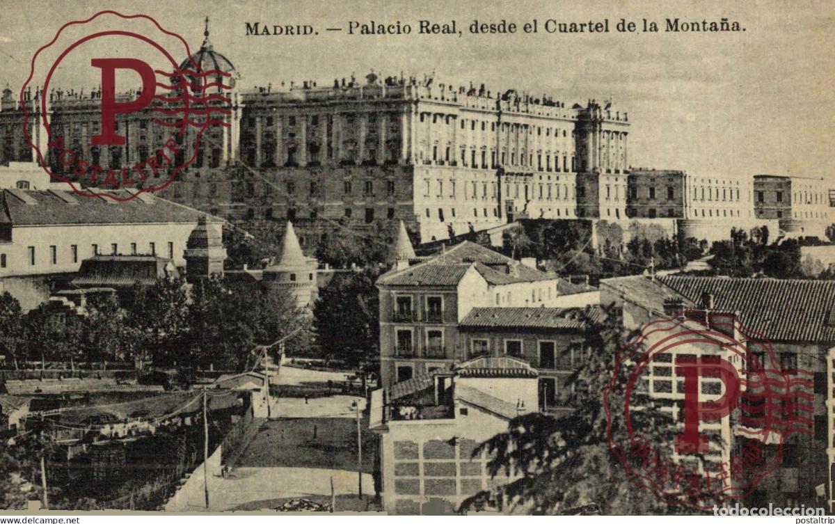 Postales: MADRID. PALACIO REAL DESDE EL CUARTEL DE LA MONTA&Ntilde;A.