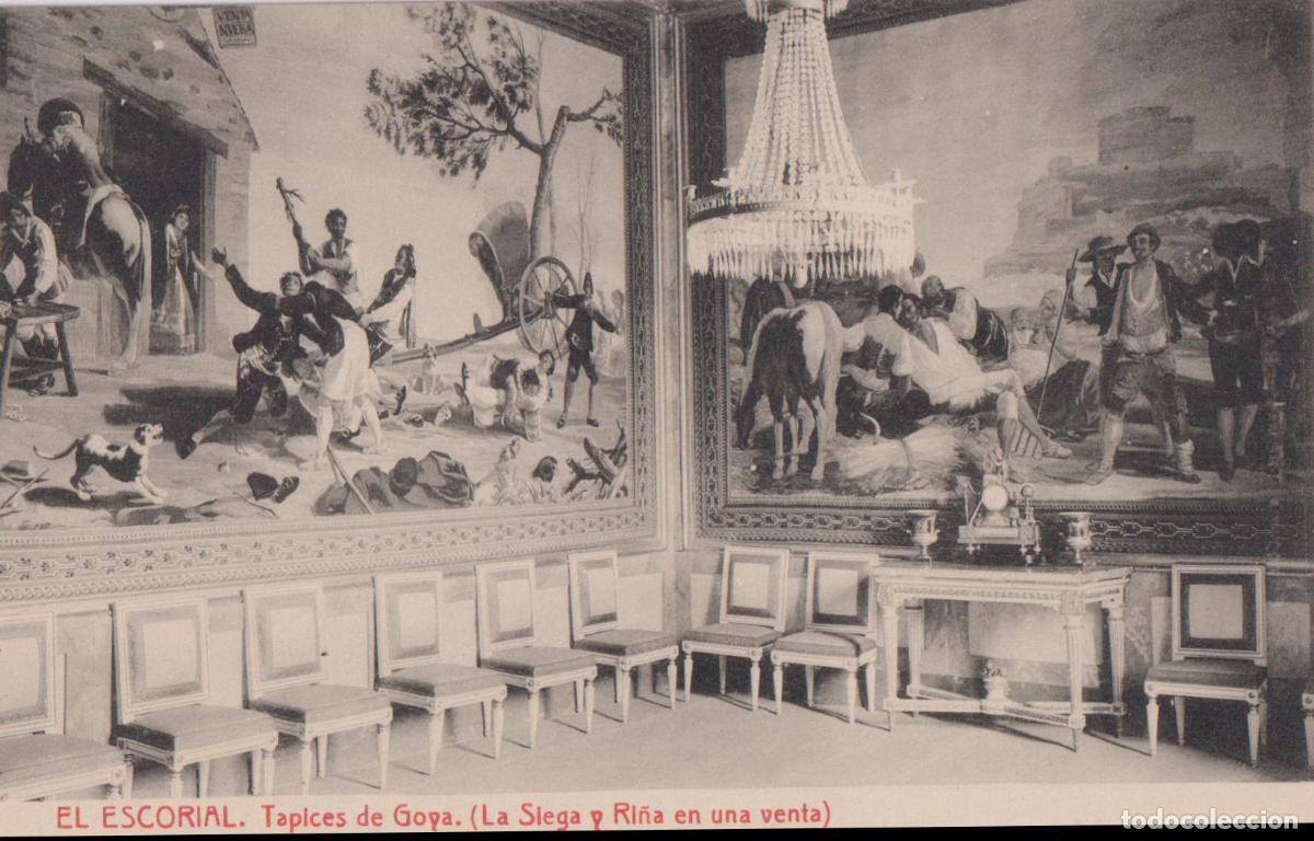Postales: EL ESCORIAL, TAPICES DE GOYA (LA SIEGA Y RI&Ntilde;A EN UNA VENTA) - FOTOTIPIA THOMAS - S/C