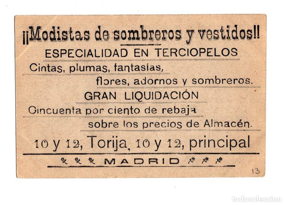Postales: MADRID. PLAZA DE TOROS. PUBLICIDAD. MODISTA DE SOMBREROS Y VESTIDOS, GRAN LIQUIDACI&Oacute;N .