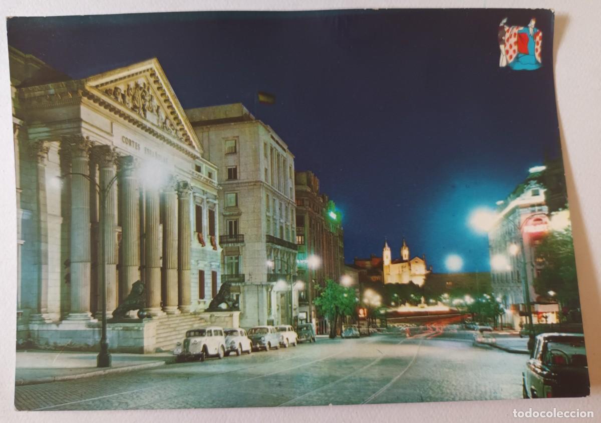 Postales: MADRID. PALACIO DE LAS CORTES Y PLAZA DE NEPTUNO (1963) - FRANQUEO