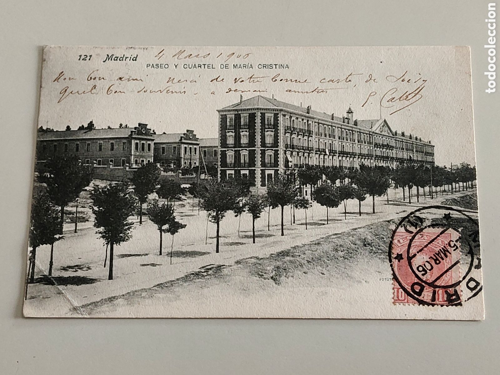 Postales: Tarjeta postal Madrid paseo y cuartel de Mar&iacute;a Cristina edita Lacoste n&uacute;mero 121