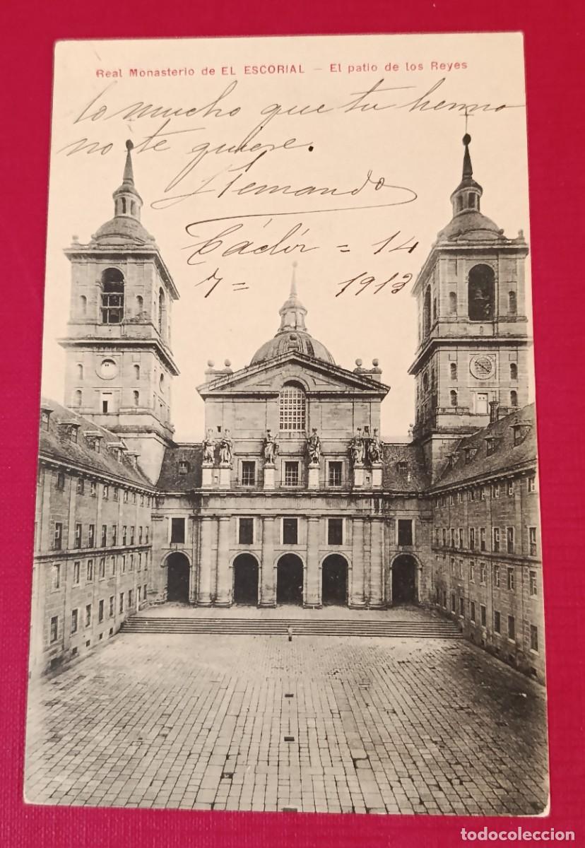 Postales: TARJETA POSTAL EL PATIO DE LOS REYES - EL ESCORIAL 1913 - MORA Y HERMANOS
