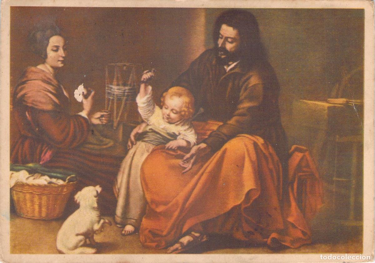 Postales: Postal de La Sagrada Familia del Pajarito de Murillo Museo del Prado