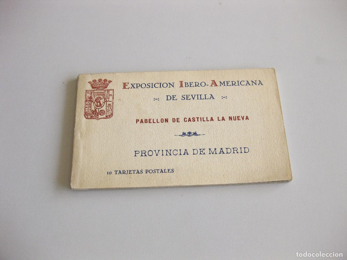 Postales: TACO DE POSTALES DE LA EXPOSICI&Oacute;N IBERO AMERICANA DE SEVILLA. PABELL&Oacute;N DE CASTILLA LA NUEVA. MADRID