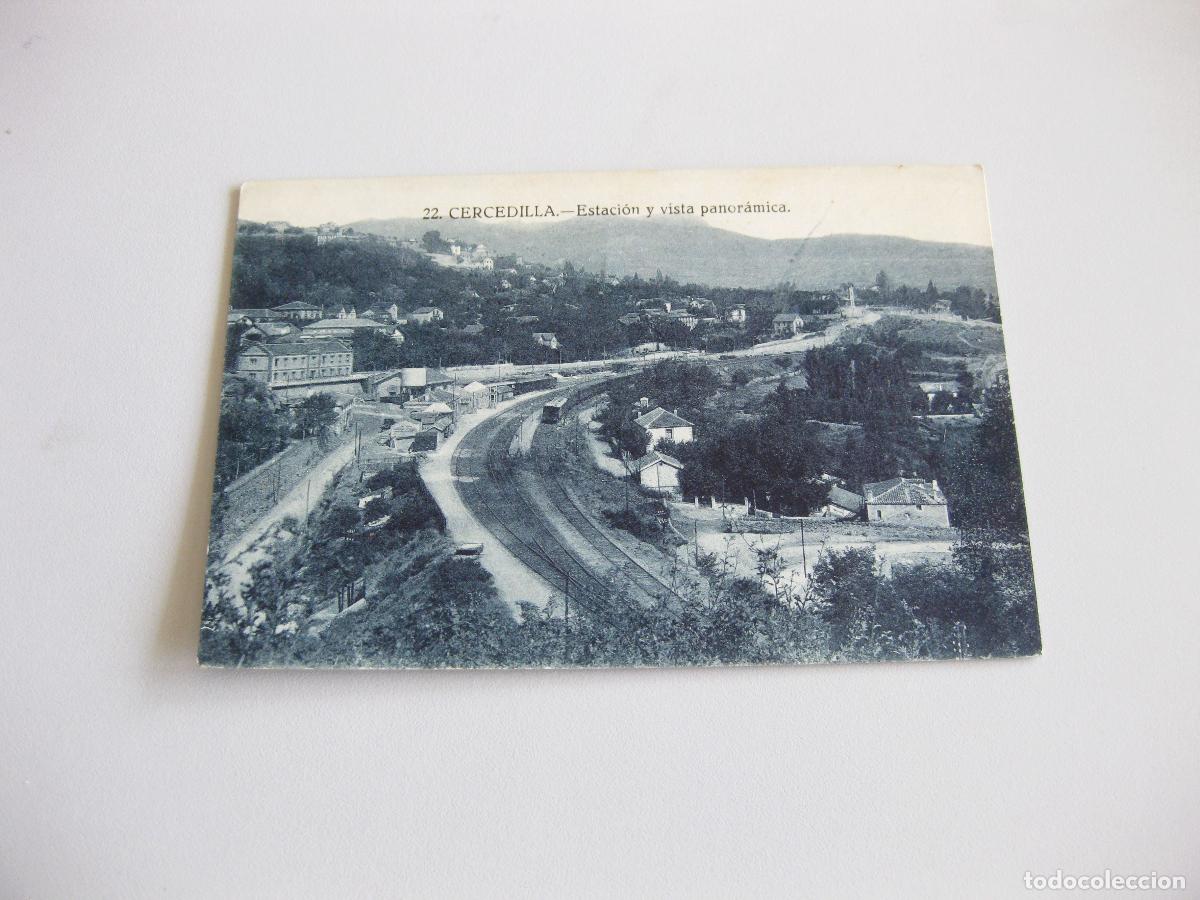 Postales: TARJETA POSTAL DE CERCEDILLA. ESTACI&Oacute;N Y VISTA PANOR&Aacute;MICA. EDICI&Oacute;N BAZAR DE CERCEDILLA MADRID.