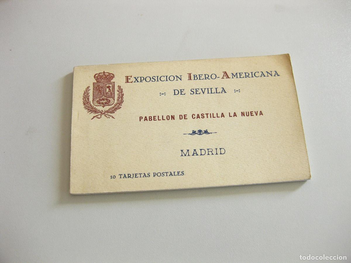 Postales: TACO DE 10 POSTALES. EXPOSICI&Oacute;N IBERO AMERICANA DE SEVILLA. PABELL&Oacute;N DE CASTILLA LA NUEVA. MADRID