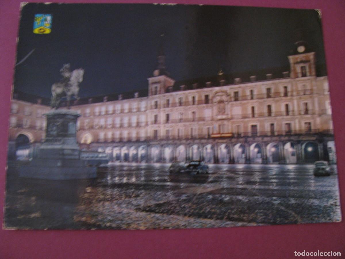 Postales: POSTAL DE MADRID. PLAZA MAYOR. VISTA NOCTURNA. DOMINGUEZ 55. CIRCULADA 1962