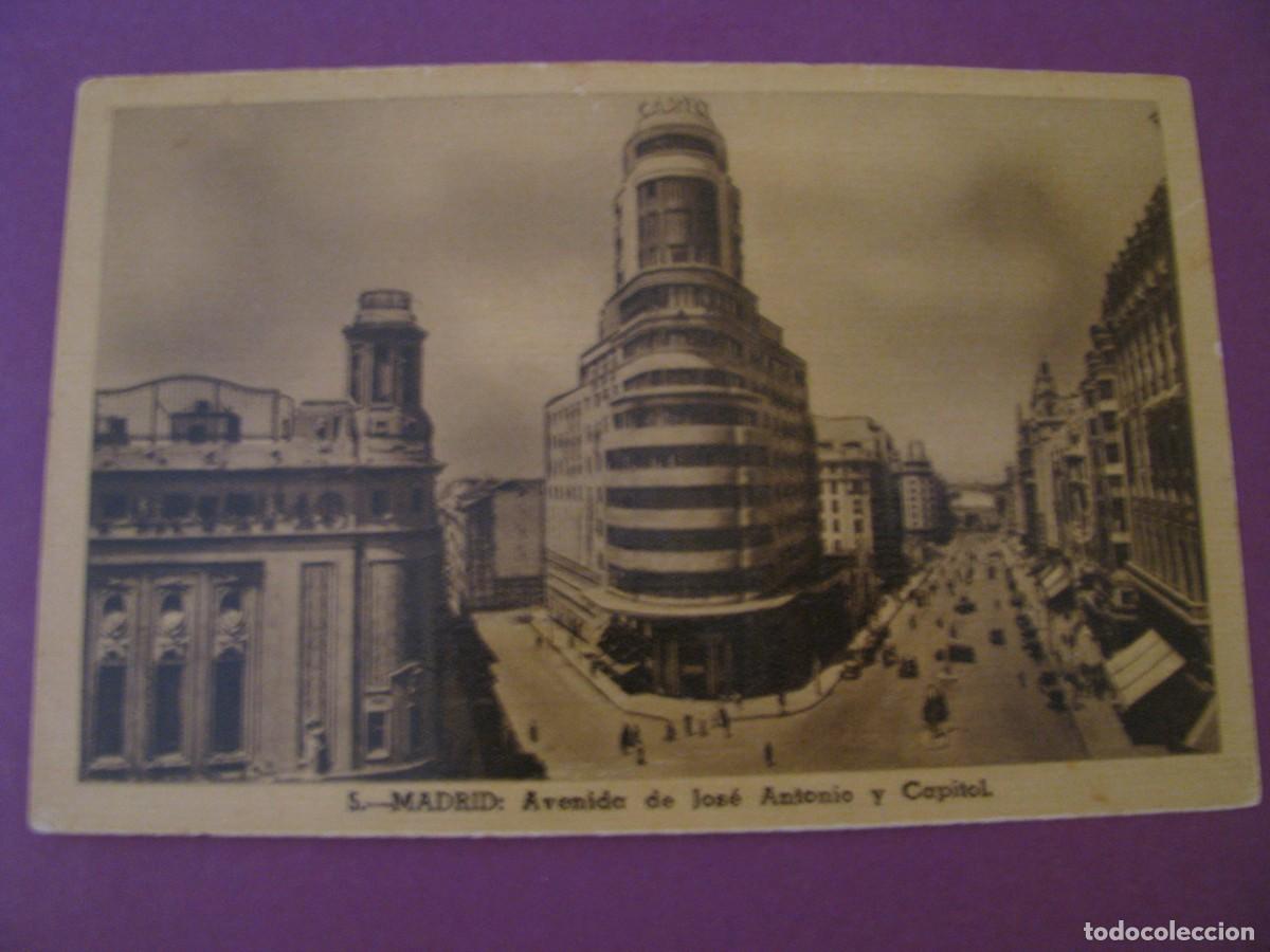 Postales: POSTAL DE MADRID. AVENIDA DE JOSE ANTONIO Y CAPITOL. HELIOTIPIA ARTISTICA ESPA&Ntilde;OLA