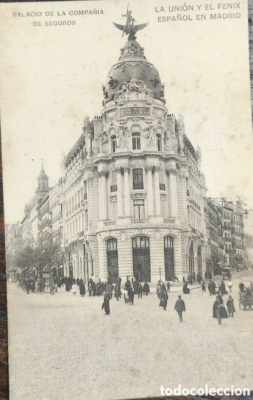 Cartoline: Antigua Postal Madrid - Palacio de La Uni&oacute;n y el F&eacute;nix Espa&ntilde;ol (Edificio Metr&oacute;polis)Escrita a&ntilde;o 1925