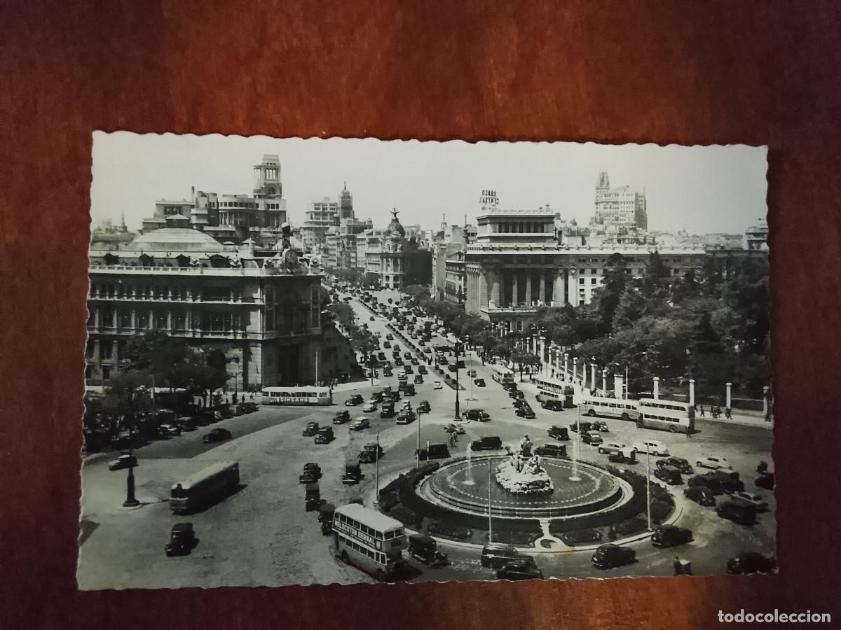 Postales: Postal de Madrid. Panor&aacute;mica de la Plaza de CIbeles y la calle Alcal&aacute;