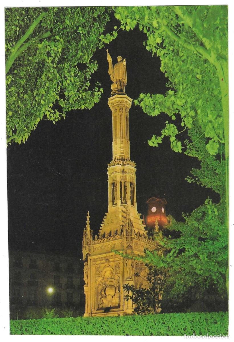 Postales: Postal Madrid. Monumento a Col&oacute;n de noche. ref. 7-madrid202