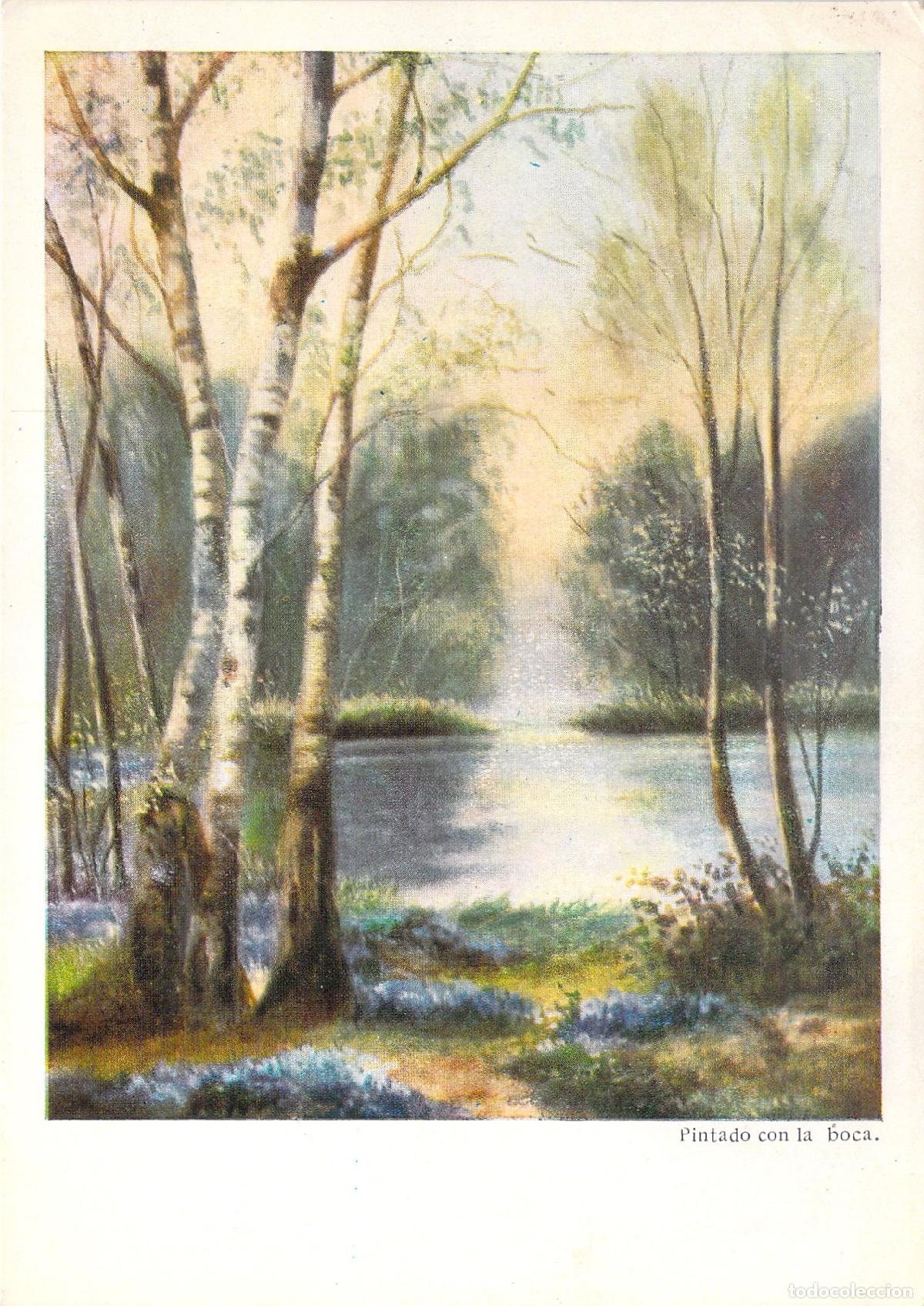 Postales: Postal de paisaje Lago en el Bosque obra de R. Hext