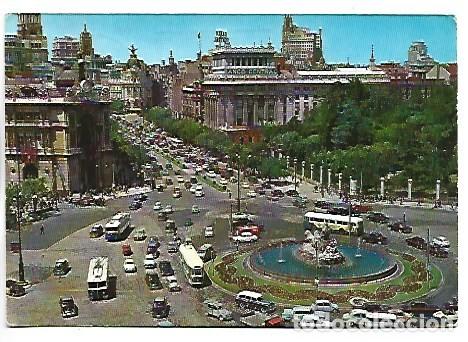 Postales: PANORAMICA DE LA PLAZA DE LA CIBELES Y CALLE DE ALCALA.- MADRID