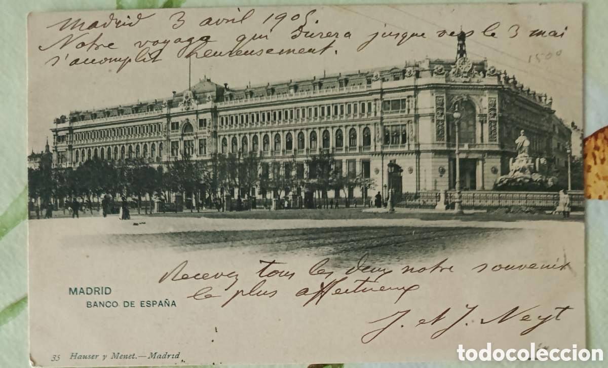 Postales: Madrid postal 9 X 13 ctms Banco de Espa&ntilde;a a&ntilde;o 1905.