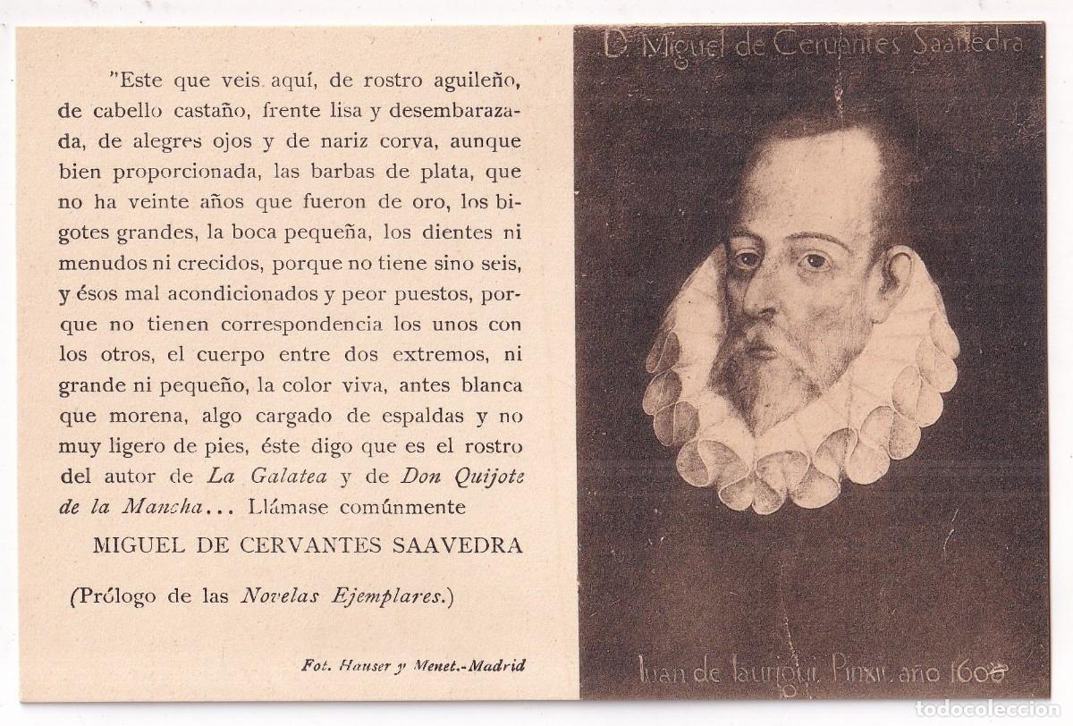 Cartoline: Postal Miguel de Cervantes. Pr&oacute;logo de las Novelas ejemplares. Fot Hauser y Menet. Sin circular,